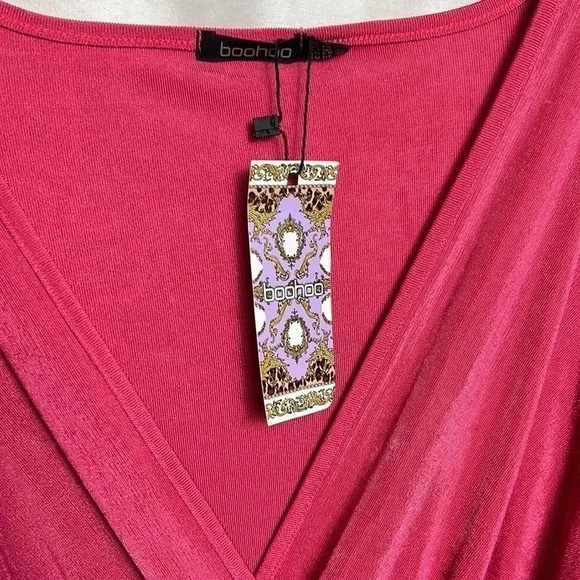 BOOHOO bodycon barbiecore dress! NWT wrap overlay,fuchsia,supplice,event,sexy - Picture 5 of 15